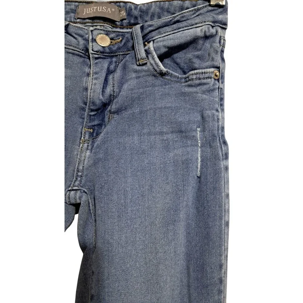Just USA‎ Womens Skinny Fit Mid-Rise Blue Denim Jeans Sz 25 USA Grunge